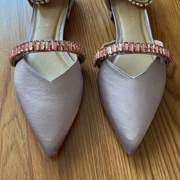 Anthropologie Satin Pointed-Toe Embellished Slingback Flats. NEW - Picture 2 of 5
